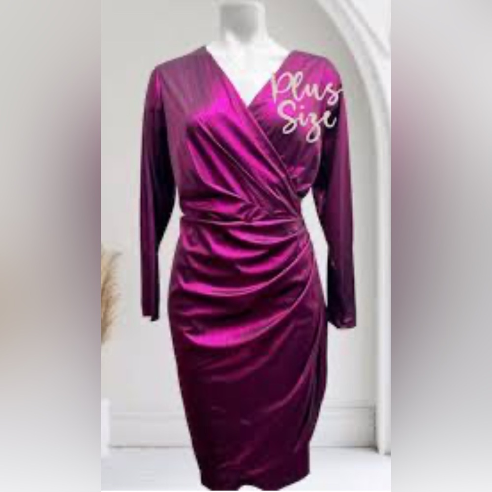 Elegant Plus Size Magenta Dress